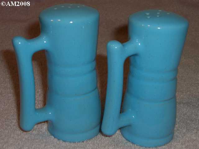 Frankoma ringed shakers glazed robin egg blue